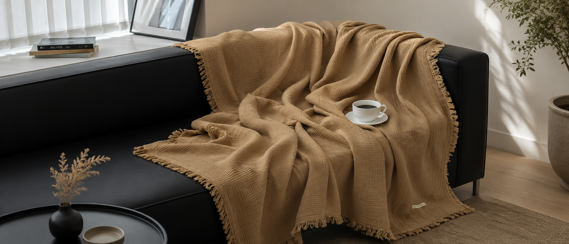 Relaxed interior with soft home textiles
