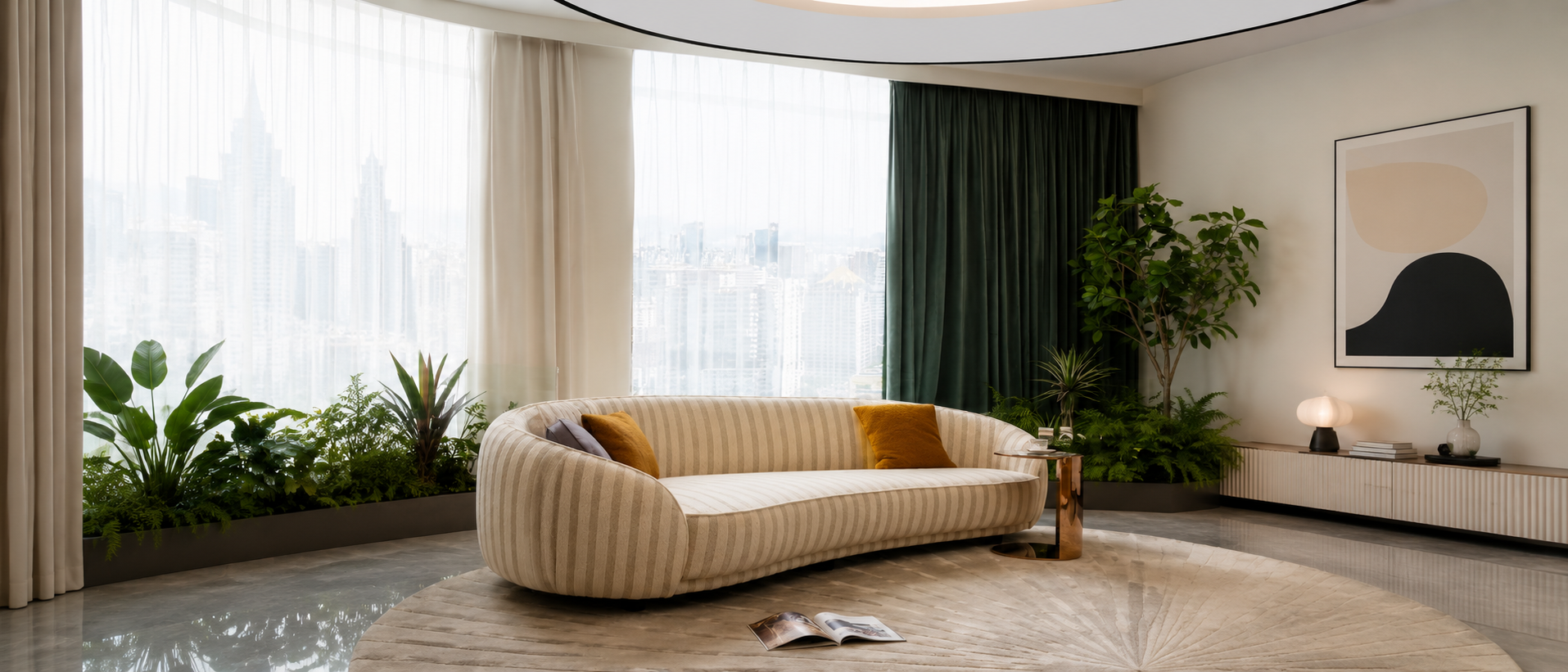 Comfortable textiles styled in a modern home